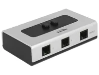 Delock Switchbox RJ-11, 2 Port - Anzahl Eingänge: 2 × - Steckertyp Seite A: RJ11 - Anzahl Ausgänge: 1 × - Steckertyp Seite B: RJ11 - Material: Plastik - Bedienungsart: Tasten