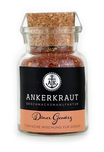 Ankerkraut Gewürz Döner Kebap 90 g - Produkttyp: Fleischgewürze & Marinaden - Ernährungsweise: Vegan - Laktosefrei - Glutenfrei - Produktionsland: Deutschland - Zertifikate: Keine Zertifizierung - Packungsgrösse: 90 g - Fairtrade: Nein