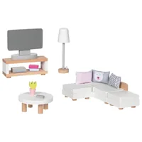 Goki Puppenhausmöbel Wohnzimmerausstattung 15-teilig - Altersempfehlung ab: 3 Jahren - Material: Holz - Höhe: 0 cm - Eigenschaften: Keine Eigenschaft - Zertifikate: Keine Zertifizierung