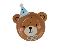 Partydeco Einwegteller Teddybär Kopf braun, 21 x 23 cm, 6 Stück - Produkttyp: Einwegteller - Materialtyp: Papier - Material: Pappe - Detailfarbe: Hellblau - Braun - Rosa - Beige - Verpackungseinheit: 6 Stück
