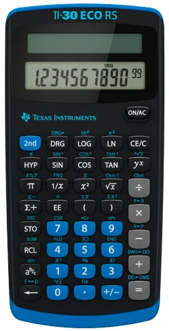 Texas Instruments Taschenrechner TI-30 eco RS - Typ: Bürorechner - Taschenrechner - Stromversorgung: Solarbetrieb - Detailfarbe: Schwarz - Displaytyp: LCD - Programmierbar: Nein - Anzahl Zeilen: 1 ×
