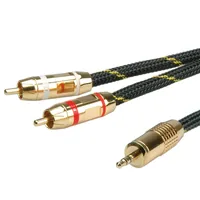 ROLINE GOLD Audio Connection Cable 3.5mm Stereo - 2 x Cinch (RCA), Male - Male 2.5m