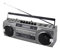 soundmaster DAB+ Radio SRR80TI Grau - Radio Tuner: FM - DAB+ - Stromversorgung: Netzbetrieb - Akkubetrieb - Detailfarbe: Grau - Ausstattung: Kassettendeck - Display - Weckfunktion - SD-Kartenslot - Senderspeicher - Mikrofon - Typ: Portabler Radio