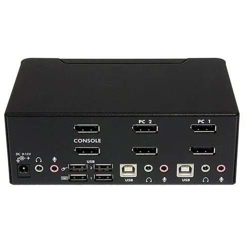 StarTech.com 2 Port Dual DisplayPort USB KVM Switch mit Audio - DisplayPort Desktop KVM Umschalter mit USB Hub - 4xUSB Buchse 2xDP Buchse - K