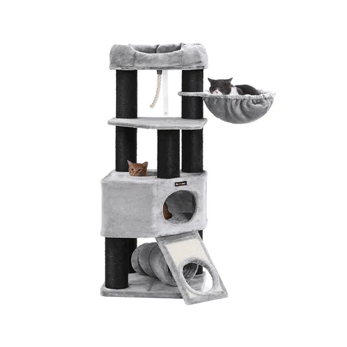 Feandrea Kratzbaum Stämme, 141 cm, Grau/Schwarz - Höhe: 141 cm - Anzahl Liegeplätze: 5 × - Detailfarbe: Grau - Schwarz - Tierart: Katze - Produkttyp: Kratzbaum