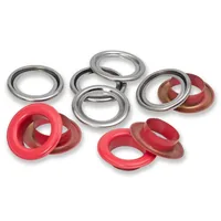 Prym Ösen mit Scheiben 15 Stück, Rot-Silber - Verpackungseinheit: 15 Stück - Detailfarbe: Rot - Silber - Produkttyp: Ösen