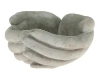 Opiflor Schale Hände aus Zement 18 cm x 11 cm - Produkttyp: Grabdekoration - Detailfarbe: Grau - Motiv: Hand - Detailmaterial: Zement - Grundmaterial: Zement