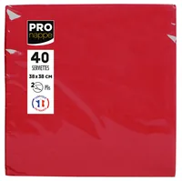 PRO nappe Papierservietten Rot 38 cm x 38 cm, 40 Stück - Material: Papier - Grösse: 38 cm x 38 cm - Produkttyp: Papierservietten - Motiv: Ohne Motiv - Detailfarbe: Rot - Anzahl Lagen: 2