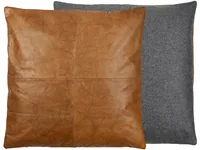 Södahl Kissen Leder Lodge, 60 x 60 cm, Black / Tobacco - Breite: 60 cm - Detailfarbe: Braun - Schwarz - Nachhaltigkeit: OEKO-TEX® STANDARD 100 - Bezug abnehmbar: Ja - Mit Bezug: Ja - Produkttyp: Kissen mit Füllung
