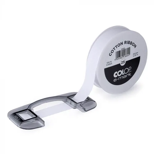 Colop Textilband e-mark 25 mm x 25 m, Weiss - Breite: 25 mm - Länge: 25 m - Verpackungseinheit: 1 Stück - Detailfarbe: Weiss - Band-Art: Textilband