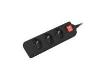 Lanberg PS1-03E-0300-BK Verlängerungskabel/Steckdosenleiste 3 m 3 AC-Ausgänge Drinnen/Draußen Schwarz