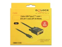 DeLOCK 2m, USB-C/DVI 24+1 USB graphics adapter 3840 x 2160 pixels Black