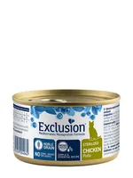Exclusion Nassfutter Sterilized Chicken, 85 g - Tierbedürfnis: Haut & Fell - Verdauung - Magen & Darm - Nieren & Harnwege - Geschmacksrichtung: Geflügel - Zertifikate: Keine Zertifizierung - Fleischsorte: Huhn - Futtereigenschaft: Ohne künstliche Zusätze 
