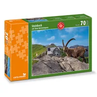 Carta.Media Puzzle Steinbock auf Rotsteinpass 70 Teile - Motiv: Tiere - Altersempfehlung ab: 5 Jahren - Tiefe: 21 cm - Breite: 29 cm - Effekte: Keine - Nachhaltigkeit: Nicht angegeben