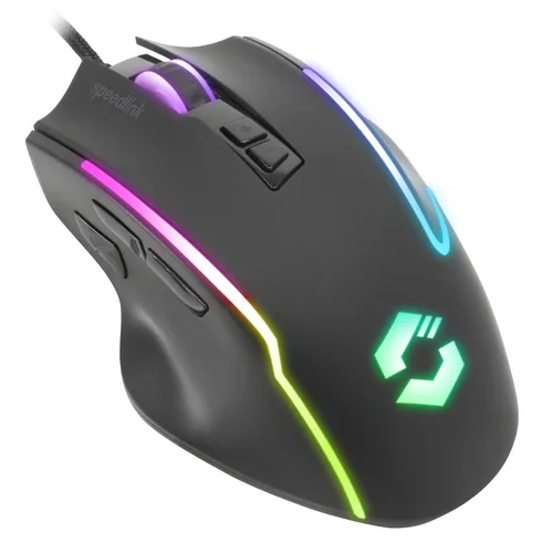 Speedlink Gaming-Maus DECUS NX RGB Schwarz gummiert - Maus Features: Programmierbare DPI-Einstellung - RGB-Beleuchtung - Bedienungsseite: Rechtshänder - Detailfarbe: Schwarz - Gewicht: 152 g - Verbindungsart: Verkabelt - Schnittstelle: USB-A