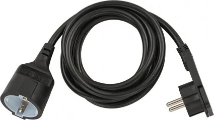 Verlängerungskabel, 1x Winkel-Flachstecker (schwarz, 2 Meter)