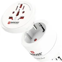 SKROSS Reiseadapter Combo World to CH + IT + BRA - Anzahl Pole: 3 - USB Ladeanschluss (Output): 0 - Adapter Dose: Australien - Brasilien - China - Europa - Frankreich - Italien - Japan - Schweiz - USA - Vereinigtes Königreich - Adapter Stecker: Brasilien 