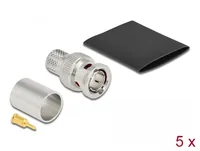 BNC Stecker zum Crimpen RG-11 mit passendem Schrumpfschlauch - 5 Stück