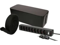 Max Hauri Kabelbox mit Steckerleiste 9x T13 Schwarz - Breite: 155 mm - Länge: 400 mm - Tiefe: 138 mm - Anwendungsbereich: Indoor - Detailfarbe: Schwarz