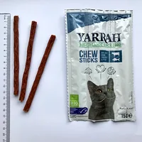 Yarrah Katzen-Kauartikel Bio Chewsticks Rind, Huhn & Fisch 15 g - Snackart: Sticks - Tierbedürfnis: Kein besonderes Bedürfnis - Packungsgrösse: 15 g - Produkttyp: Ergänzungsfutter - Fleischsorte: Fisch - Geflügel - Rind - Tierart: Katze
