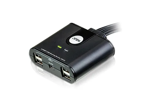 Aten USB-Switch US424 - Anzahl Eingänge: 4 × - Steckertyp Seite A: USB-A Buchse - Anzahl Ausgänge: 4 × - Steckertyp Seite B: USB-B Buchse - Material: Kunststoff - Bedienungsart: Tasten