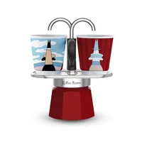 Bialetti Espressokocher Mini Express Magritte 2 Tassen, Rot - Material: Aluminium - Kompatible Kochfelder: Glaskeramik - Gas - Induktion - Elektro - Detailfarbe: Rot - Anzahl Tassen: 2 × - Betriebsart: Manueller Betrieb