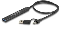 DELOCK 4 Port Slim USB Hub mit USB Type-C oder USB Typ-A zu 3 x USB 5 Gbps USB Type-C + 1 x USB 5 Gbps Typ-A