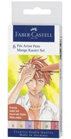 FABER-CASTELL Pitt Artist Pen Manga Kaoiro 167168 diverse Farben 6 Stück