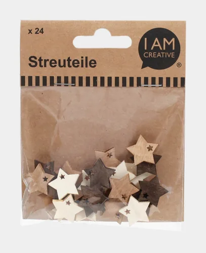 I AM CREATIVE Streuteile Stern 2cm 4501.28 naturmix 24 Stück