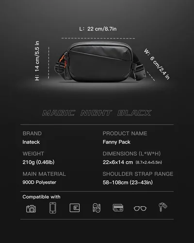 inateck Gürteltasche FB01002 black 24,5cm 14cm 5,5cm