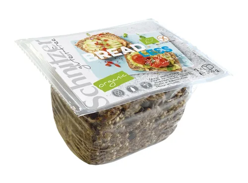 Schnitzer Bio Saatenbrot ohne Mehl und Hefe 350 g - Produkttyp: Brot - Nährwertangabe pro: 100 g - Energiegehalt (in kj): 1182 KJ - Energiegehalt (in kcal): 283 Kcal - Fett: 15 g - Gesättigte Fettsäuren: 2.2 g
