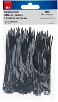 Max Hauri Kabelbinder 100 Stück Schwarz 100 mm x 2.5 mm - Breite: 2.5 mm - Länge: 100 mm - Produkttyp: Kabelbinder - Ausstattung Kabelmanagement: Keine - Verpackungseinheit: 100 Stück - Material: Kunststoff