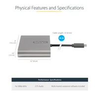 StarTech.com USB-C auf 4x HDMI Adapter - Externe Video- und Grafikkarte - USB Type-C auf Quad HDMI Display Adapter Dongle - 1080p 60Hz - Multi Monitor Splitter - Windows (USBC2HD4)