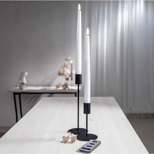 Star Trading LED-Stabkerzen Set Flamme Slim, 2 Stück, Weiss - Betriebsart: Batteriebetrieb - Fernbedienung: Ja - Aussenanwendung: Nein - Höhe: 28.5 cm - Timerfunktion: Ja - Set: Ja