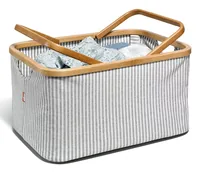 Prym Fold & Store Basket Canvas & Bamboo - Verpackungseinheit: 1 Stück - Detailfarbe: Grau - Produkttyp: Aufbewahrungstasche