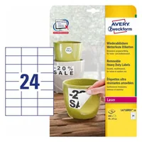 Avery Zweckform Universal-Etiketten 70 x 37 mm, 20 Blatt - Klebehaftung: Stark haftend - Drucker Kompatibilität: Laser - Anzahl Blatt: 20 × - Papierformat: A4 - Anzahl Etiketten: 480 - Etikettengrösse: 70 x 37 mm