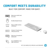 HP 230 Wireless Mouse and Keyboard Combo White clavier Souris incluse RF sans fil Blanc