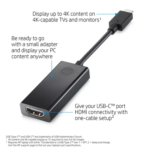 HP USB-C to HDMI 2.0 USB graphics adapter Schwarz