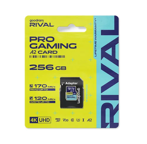 Goodram microSDXC 64GB V30 A2 UHS I U3 RIVAL + adapter Classe 10