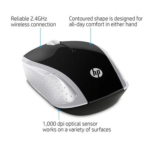 HP Wireless 200 mouse Ufficio Ambidestro RF Wireless Ottico 1000 DPI