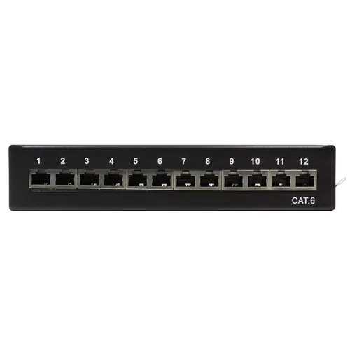 Logilink Patchpanel TischWand Cat.6 STP 12 Ports, schwarz