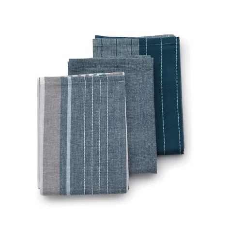 Kela Geschirrtuch-Set Pasado  3 Stück, Grau/Jeansblau - Material: Baumwolle (CO) - Eigenschaften: Keine Eigenschaft - Länge: 65 cm - Verpackungseinheit: 3 Stück - Breite: 45 cm - Detailfarbe: Grau - Jeansblau