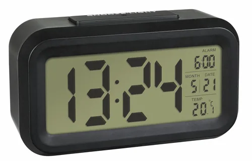 TFA Dostmann Digitalwecker Lumio Schwarz - Betriebsart: Batteriebetrieb - Funksignal: Nein - Funktionen: Alarm - Snooze-Funktion - Ausstattung: Datum - Hintergrundbeleuchtung - Innentemperatur - Zeit - Displaytyp: LCD - Detailfarbe: Schwarz
