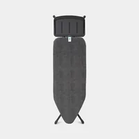 Brabantia Bügeltisch mit Dampfstationsablage Denim Black - Bügelbrettbezug: Baumwolle (CO) - Ausstattung: Dampfstationsablage - Ergonomisch - Kindersicherung - Transportverriegelung - Höhenverstellbar: Ja - Breite: 45 cm - Detailfarbe: Schwarz - Länge: 12