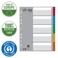 Leitz VON 12890000 tab index Blank tab index Cardboard Blue, Green, Grey, Orange, Red, White, Yellow