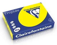 Clairefontaine Kopierpapier Trophée A5, Gelb, 80 gm2, 500 Blatt - Geeignet für Drucker: Laser - Inkjet - Grammatur: 80 g/m² - Papiertyp: Druckerpapier - Materialeigenschaften: FSC®-zertifiziert - Verpackungseinheit: 500 Stück - Papierformat: A5