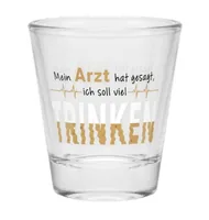 Sheepworld Schnapsglas Arzt 60 ml, 1 Stück - Material: Glas - Höhe: 6 cm - Volumen: 6 ml - Glas Typ: Schnapsglas - Verpackungseinheit: 1 Stück - Detailfarbe: Weiss - Gold - Schwarz