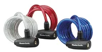 MASTER LOCK 1,8m long x 8mm diameter keyed cable lock; assorted colours