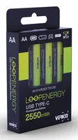Verico Akku Li-Ion AA mit USB-C 1700 mAh, 4 Stück - Bauform: AA Akkus - Akkutyp: HR6 / AA / Mignon - Akkukapazität: 1700 mAh - Akkutyp: Lithium-Ion (Li-Ion) - Spannung: 1.5 V - Höhe: 50.5 mm