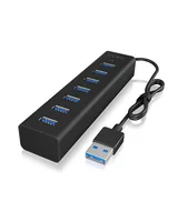 ICY BOX USB-Hub IB-HUB1700-U3 - Stromversorgung: Netzteil - USB - Anzahl Ports: 7 - Detailfarbe: Schwarz - USB Standard: 3.0/3.1/3.2 Gen 1 (5 Gbps) - USB Anschluss 2 (Endgerät): USB-A - USB Anschluss 1 (Quelle): USB-A